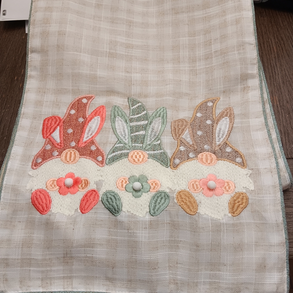 14 By 70, Source Unknown Gnome Embroidered Table Runner- Multicolor